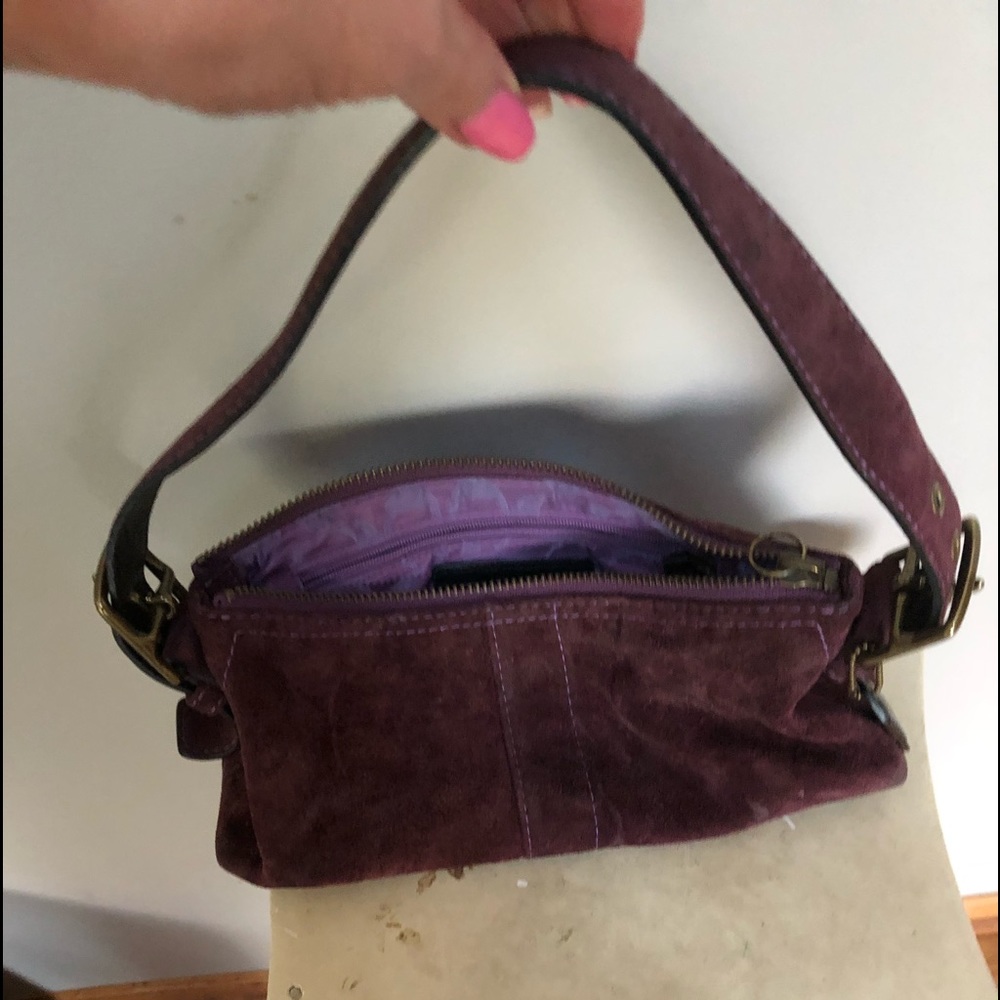 Coach purple suede adjustable strap purse